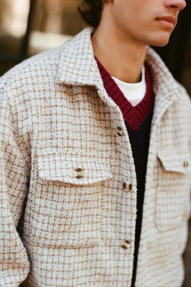 Cotton On Beckley Overshirt Natural Grid