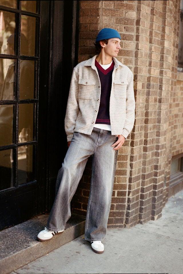 Cotton On Beckley Overshirt Natural Grid