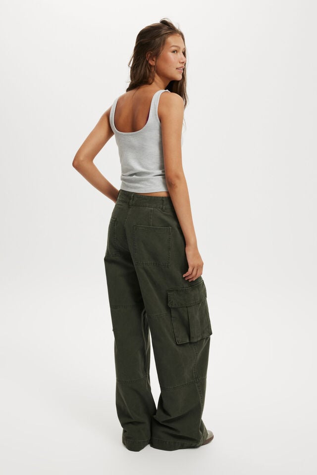 Cotton On Benny Cargo Pant Dark Washed Green