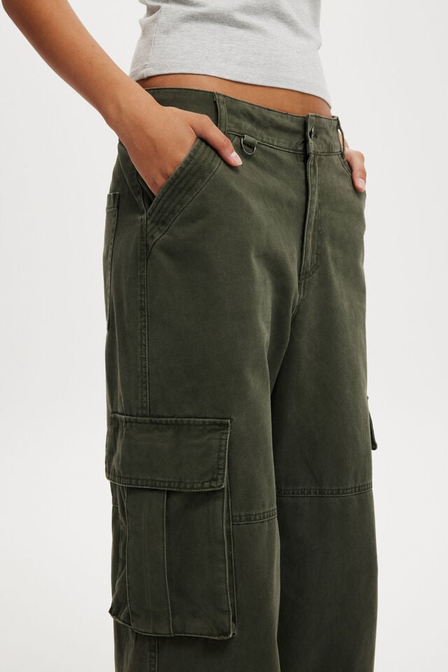 Cotton On Benny Cargo Pant Dark Washed Green