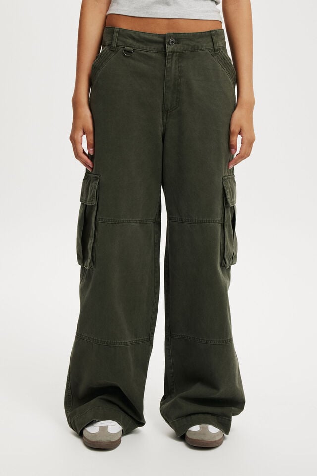 Cotton On Benny Cargo Pant Dark Washed Green