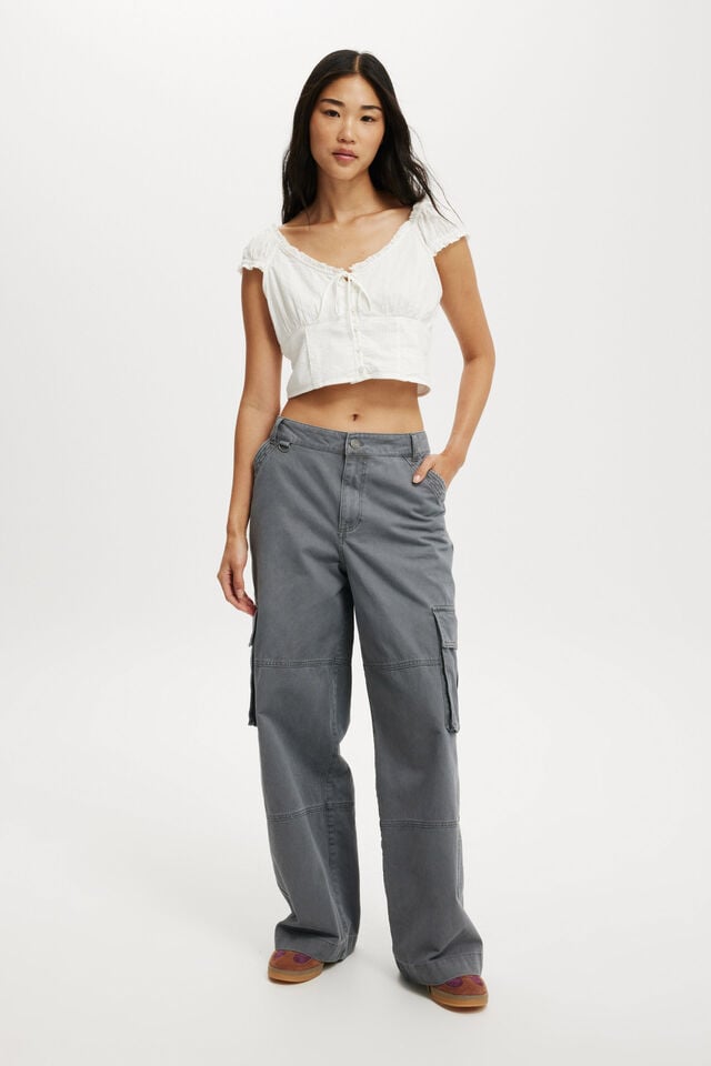 cotton on Benny Cargo Pant washed blue slate