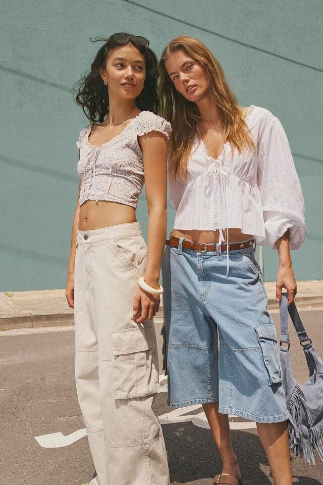 Cotton On Benny Cargo Pant Washed Ecru