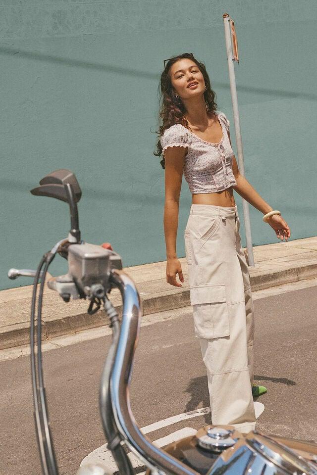 cotton on Benny Cargo Pant washed ecru