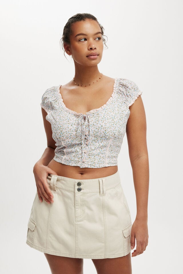 cotton on Benny Cargo Skirt ecru