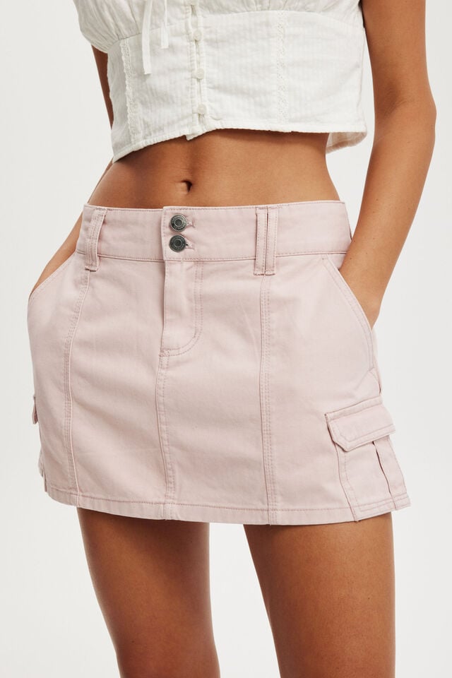 Cotton On Benny Cargo Skirt Soft Pink