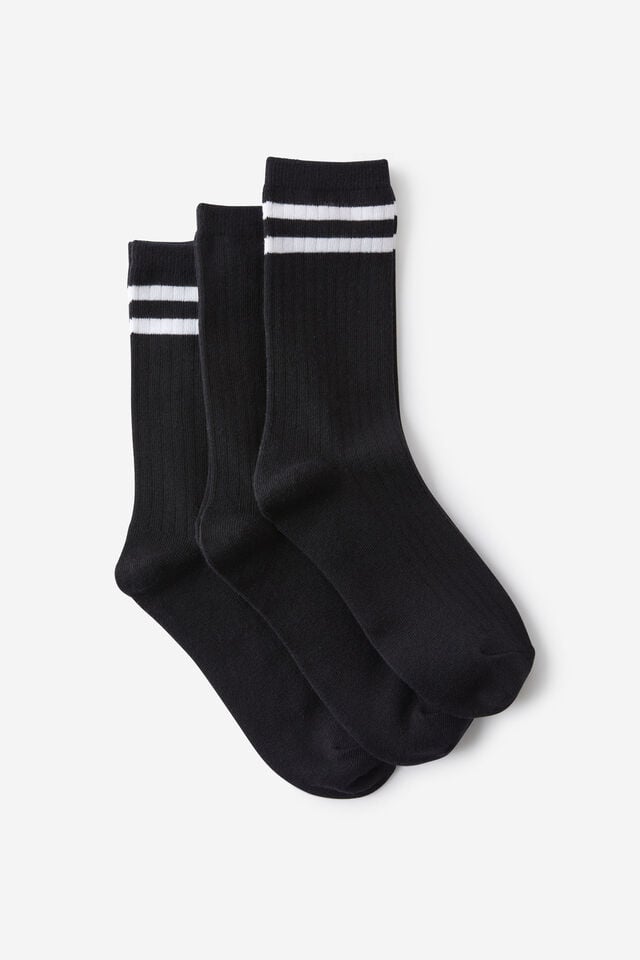 cotton on Body Crew Socks 3Pk black/white stripe