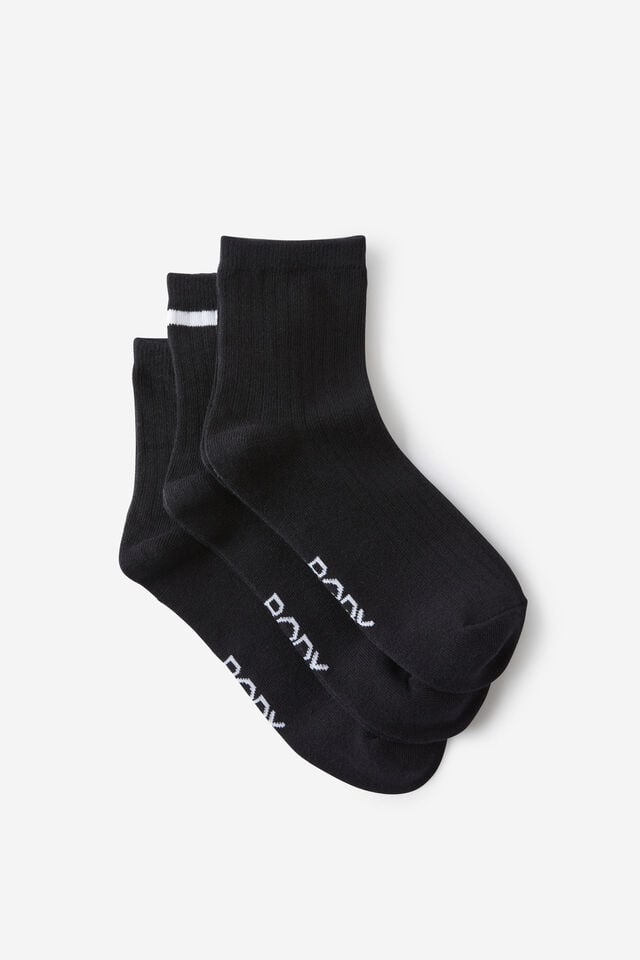 Cotton On Body Mid Crew Socks 3Pk Black