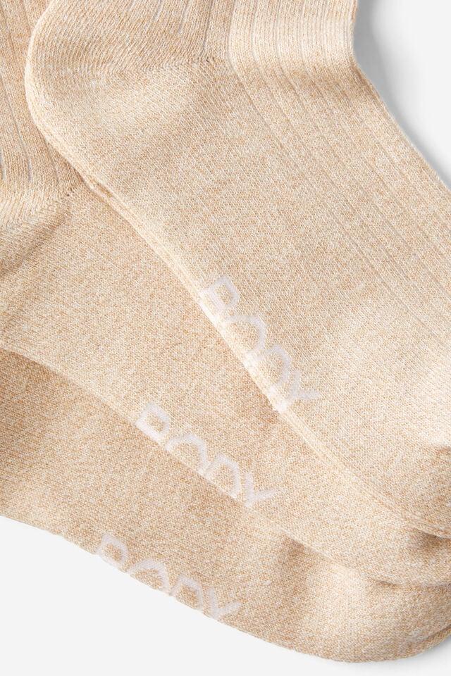 Cotton On Body Mid Crew Socks 3Pk Oatmeal