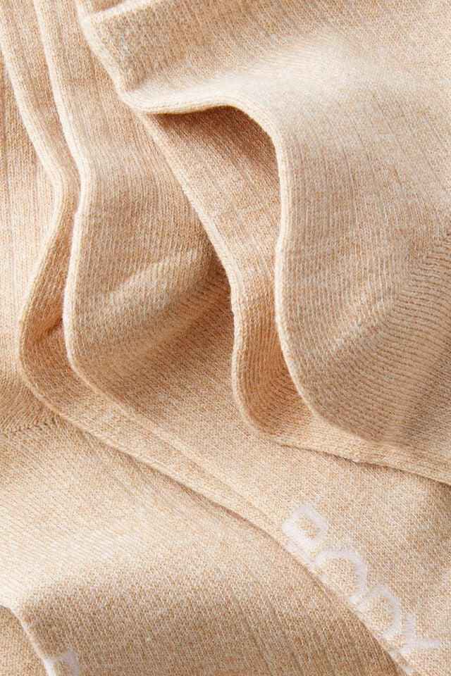 Cotton On Body Mid Crew Socks 3Pk Oatmeal