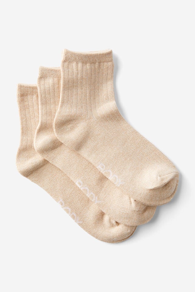 cotton on Body Mid Crew Socks 3Pk oatmeal