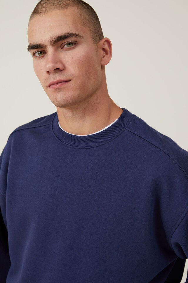 Cotton On Box Fit Crew Sweater Indigo