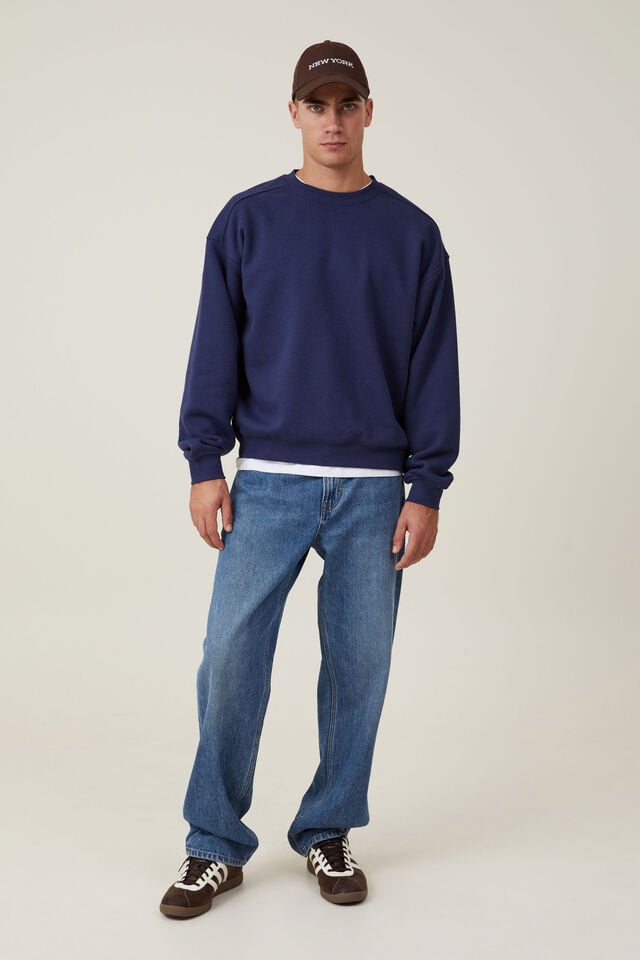 Cotton On Box Fit Crew Sweater Indigo