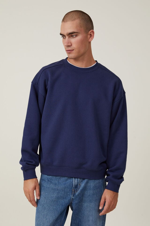 cotton on Box Fit Crew Sweater indigo