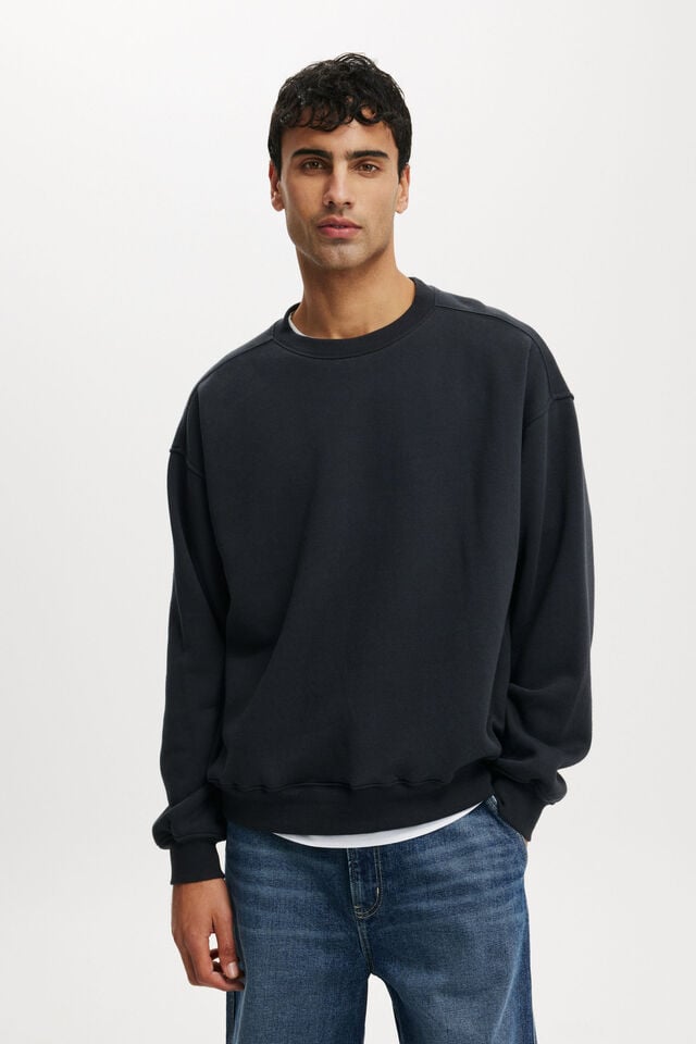 cotton on Box Fit Crew Sweater washed black