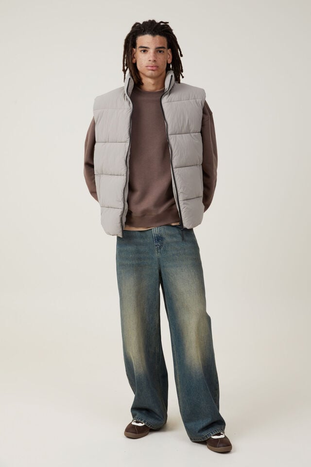 Cotton On Box Fit Crew Sweater Washed Chocolate