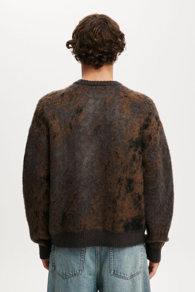 Cotton On Box Fit Fuzzy Crew Knit Grey Pattern