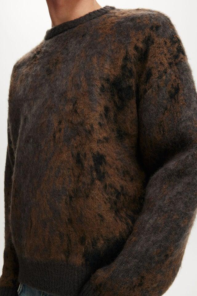 Cotton On Box Fit Fuzzy Crew Knit Grey Pattern