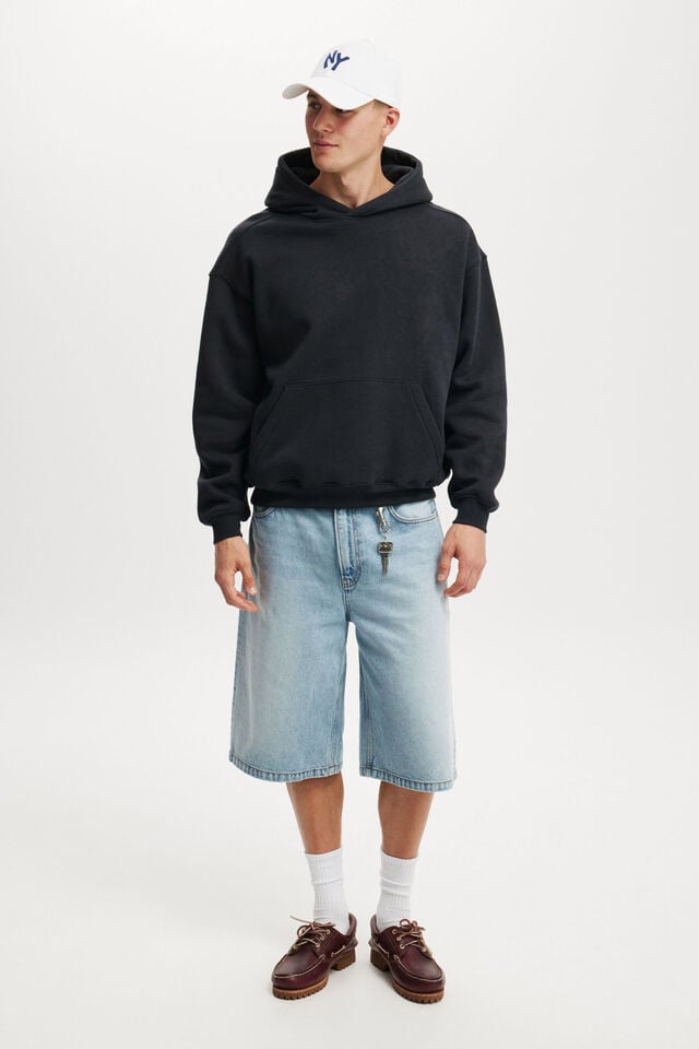 Cotton On Box Fit Hoodie Washed Black