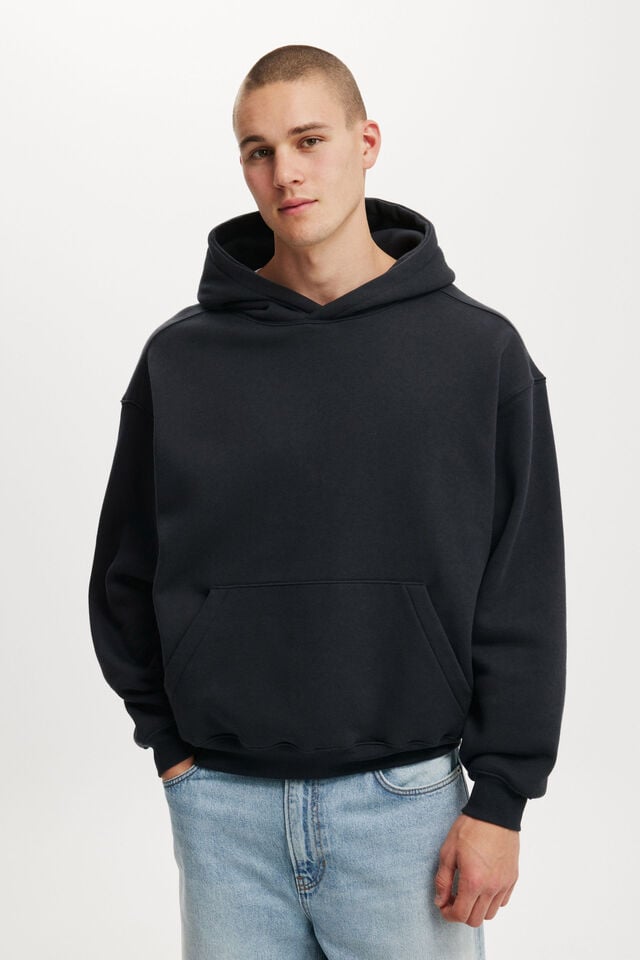 cotton on Box Fit Hoodie washed black