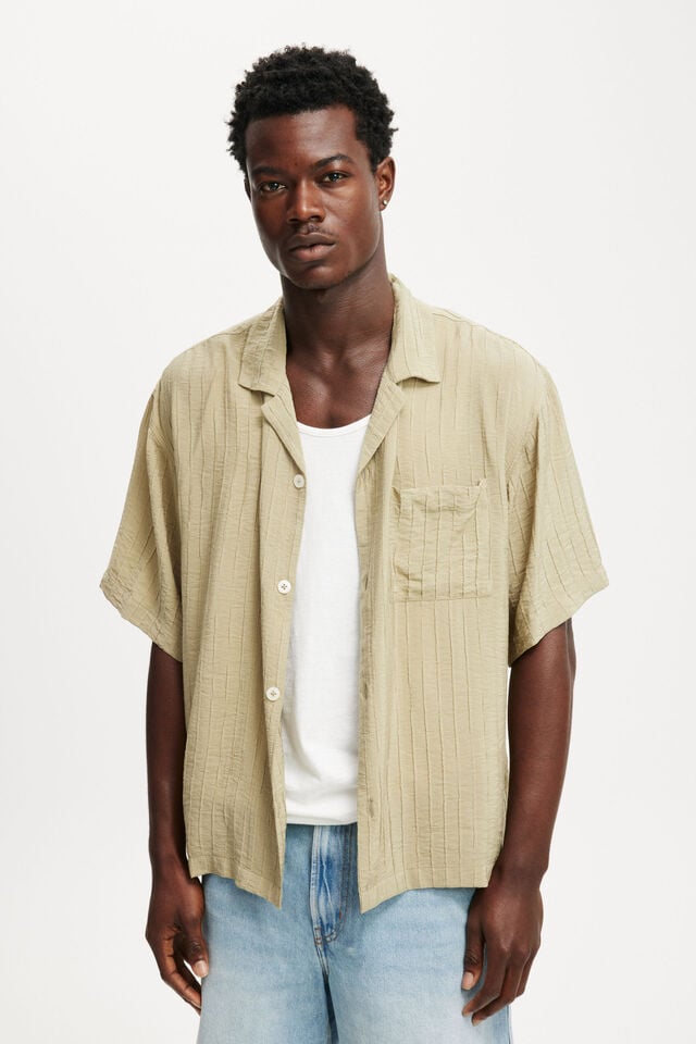 cotton on Box Fit Short Sleeve Shirt fatigue dobby