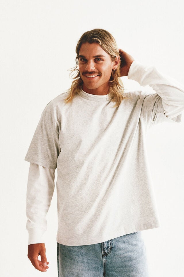 Cotton On Box Fit T-Shirt Light Grey Marle