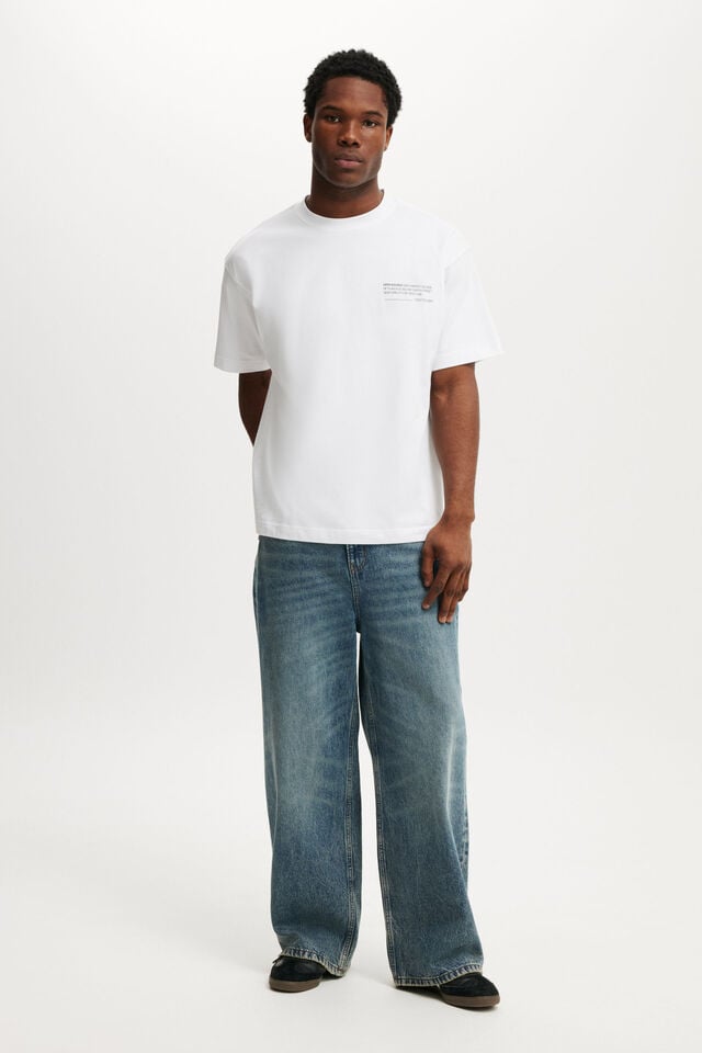 Cotton On Box Fit Text T-Shirt White/open Sounds