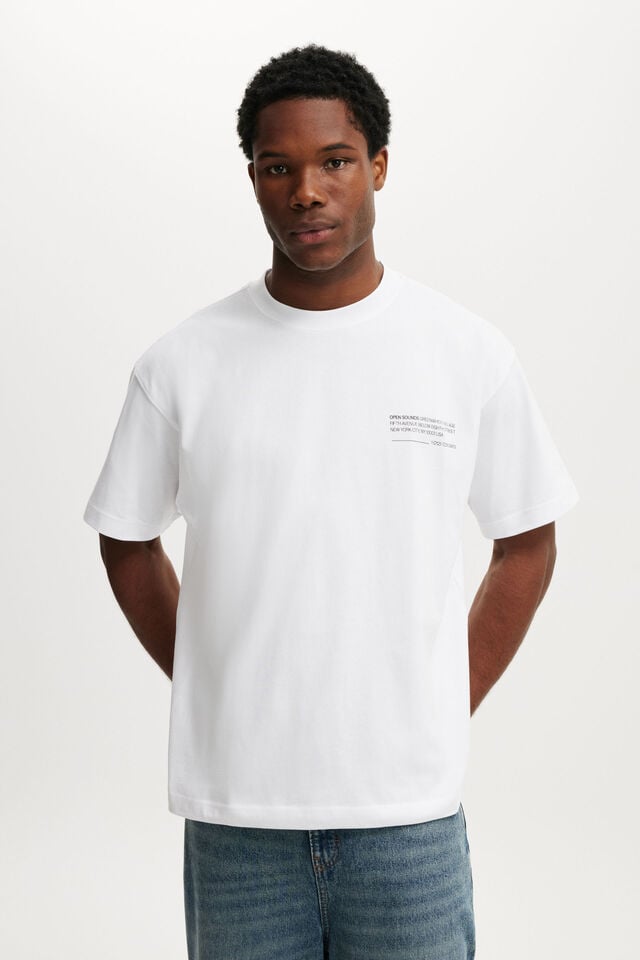 cotton on Box Fit Text T-Shirt white/open sounds