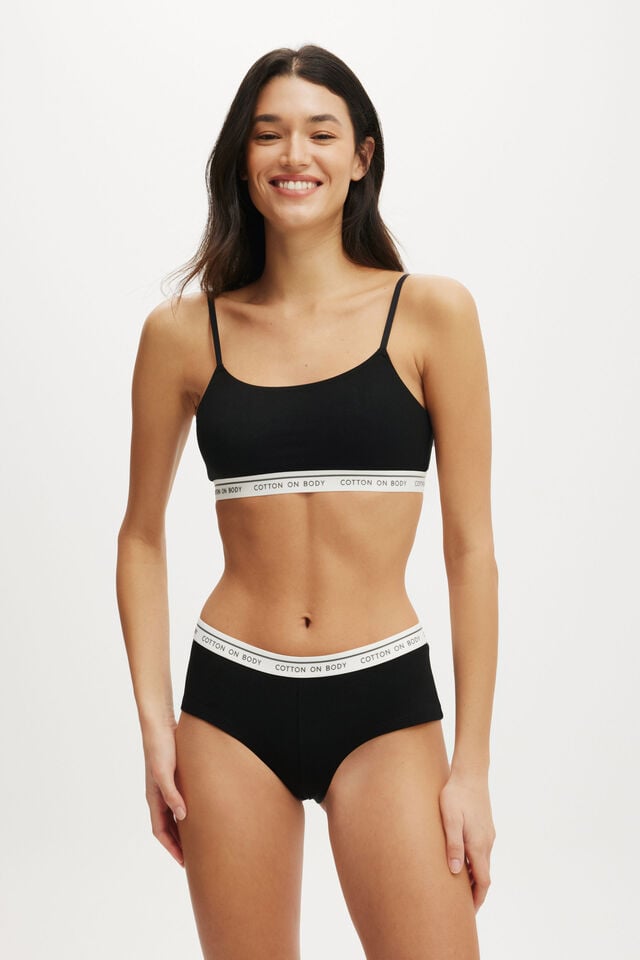 Cotton On Branded Cotton Cheeky Boyshort Black