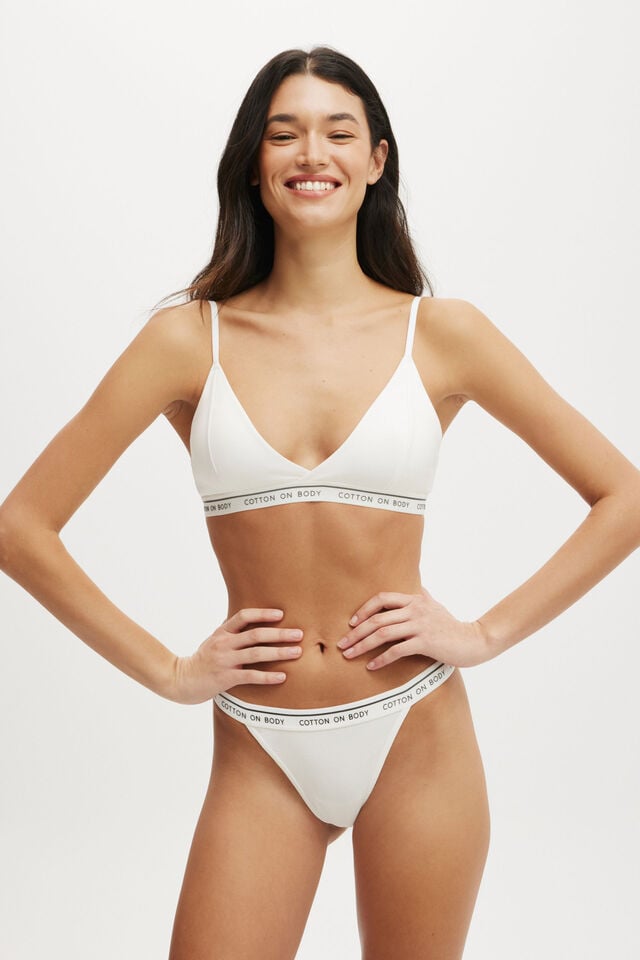 cotton on Branded Cotton Cross Over Bralette white