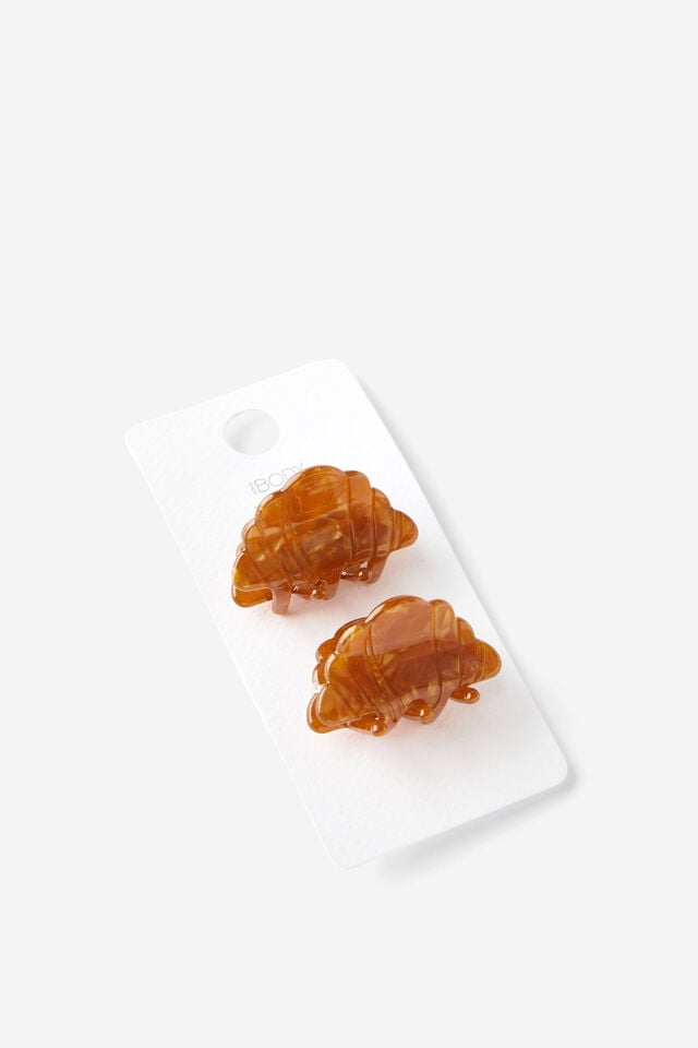 Cotton On Brunch Club Hair Clips 2Pk Caramel