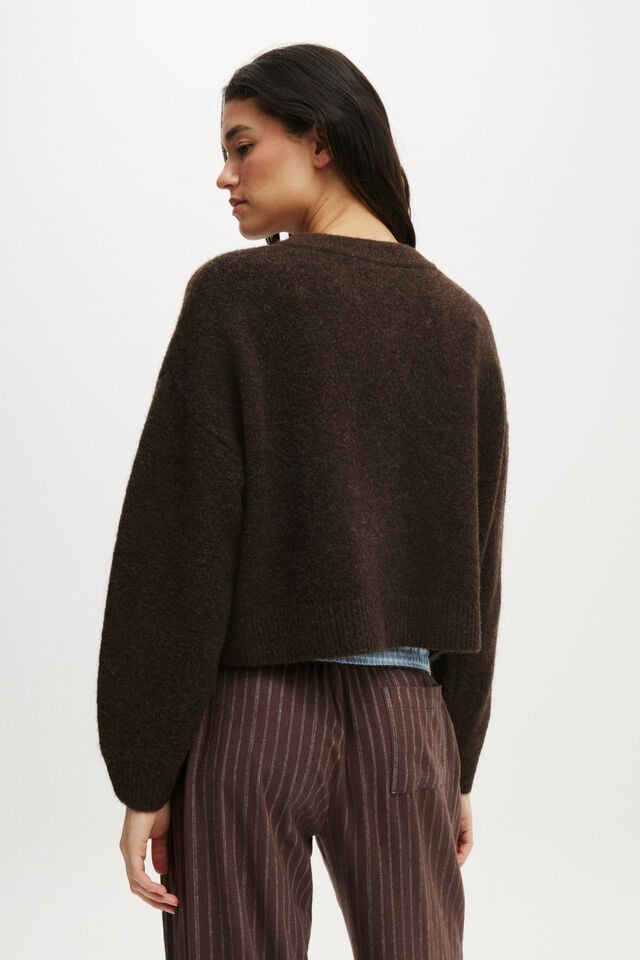 Cotton On Button Up Cardigan Choc Marle