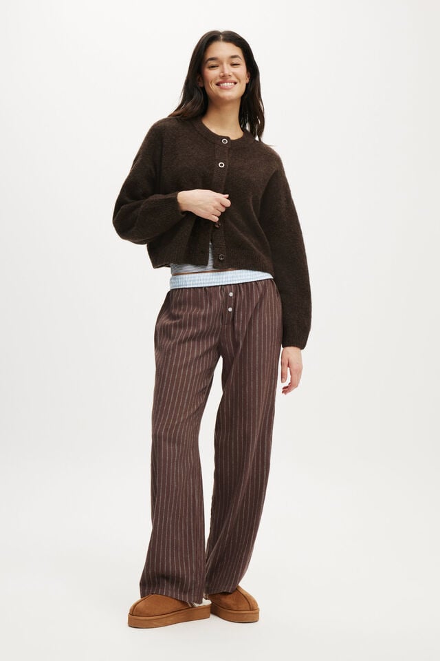 Cotton On Button Up Cardigan Choc Marle