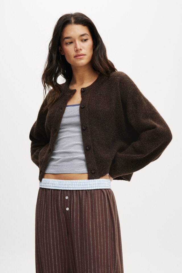 cotton on Button Up Cardigan choc marle