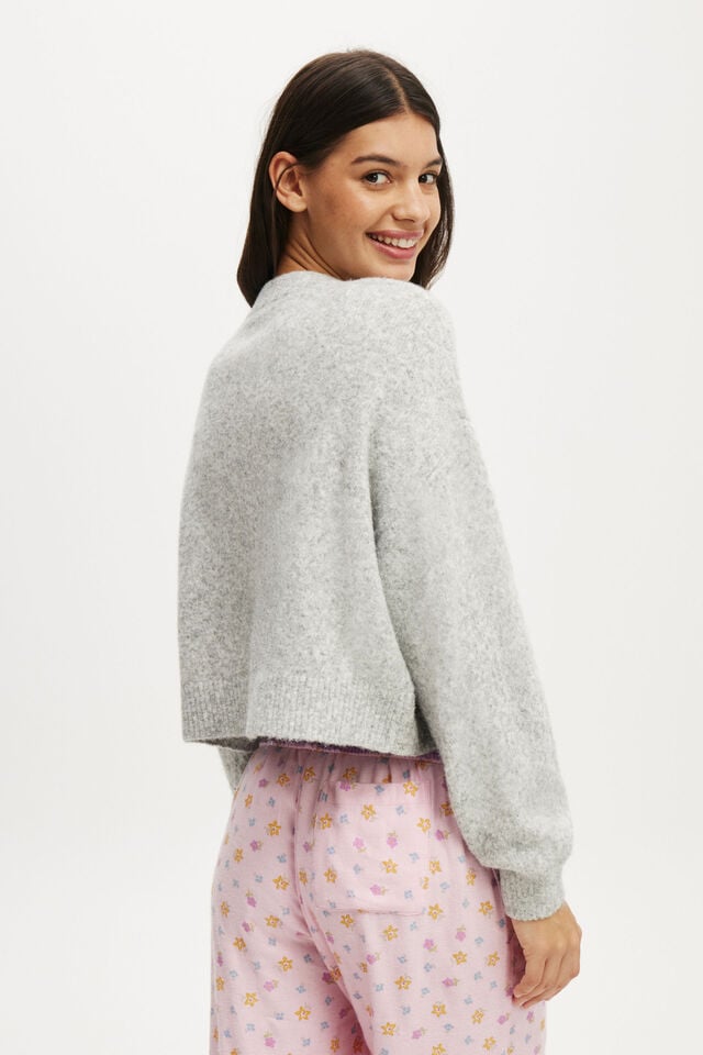 Cotton On Button Up Cardigan Light Grey Marle