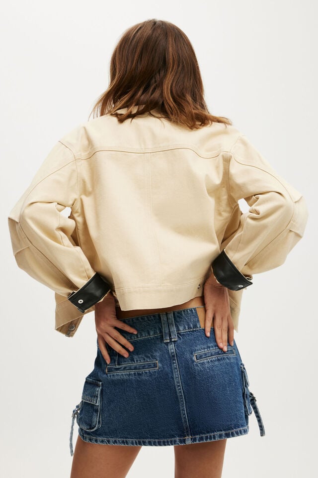 Cotton On Cargo Denim Mini Skirt Atlantic Blue