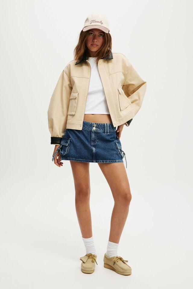 cotton on Cargo Denim Mini Skirt atlantic blue