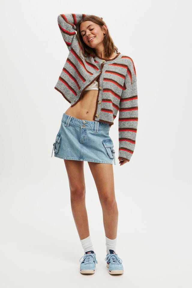 Cotton On Cargo Denim Mini Skirt Cleanwater Blue