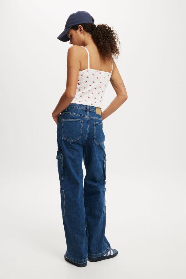 Cotton On Cargo Wide Leg Jean Nordic Blue