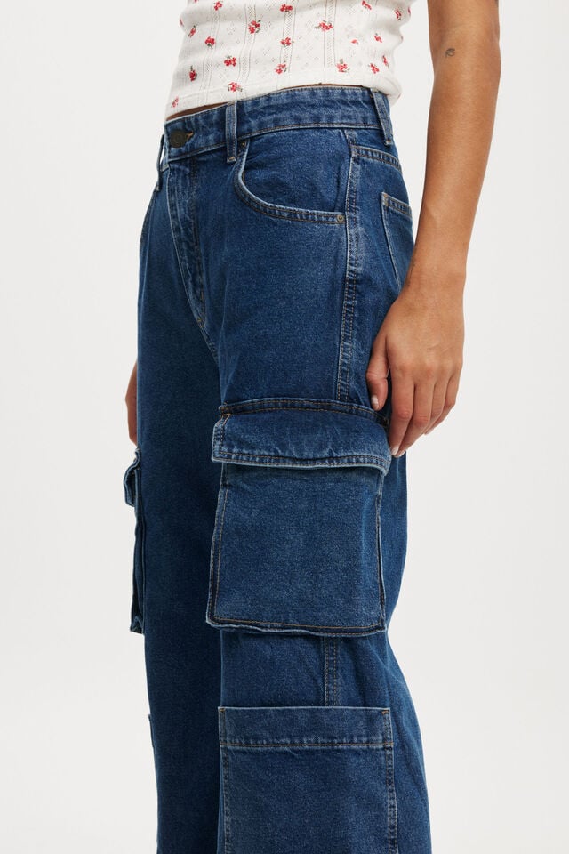 Cotton On Cargo Wide Leg Jean Nordic Blue