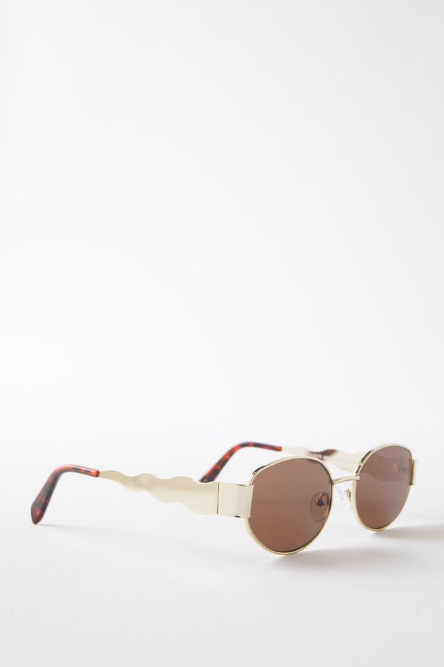 Cotton On Celeste Metal Wavy Sunglasses Gold/brown