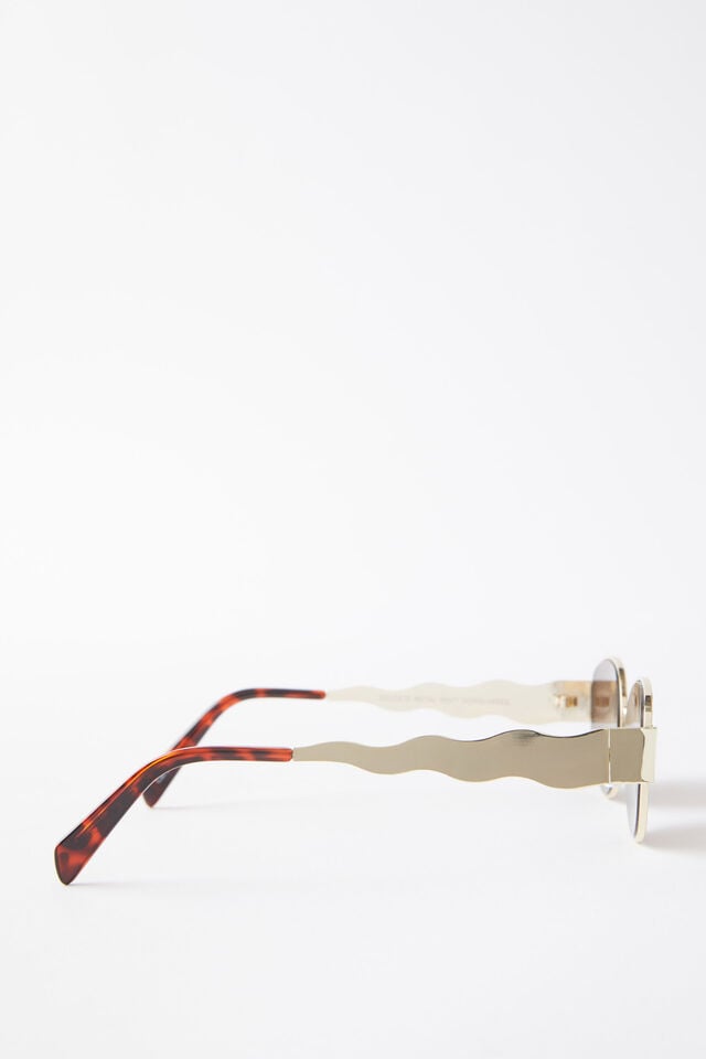 Cotton On Celeste Metal Wavy Sunglasses Gold/brown