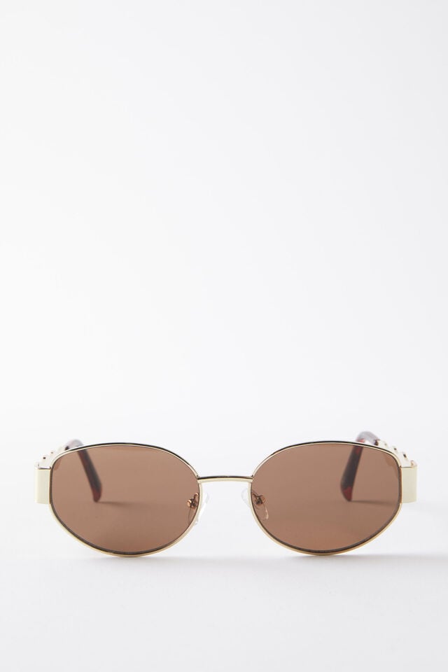 cotton on Celeste Metal Wavy Sunglasses gold/brown