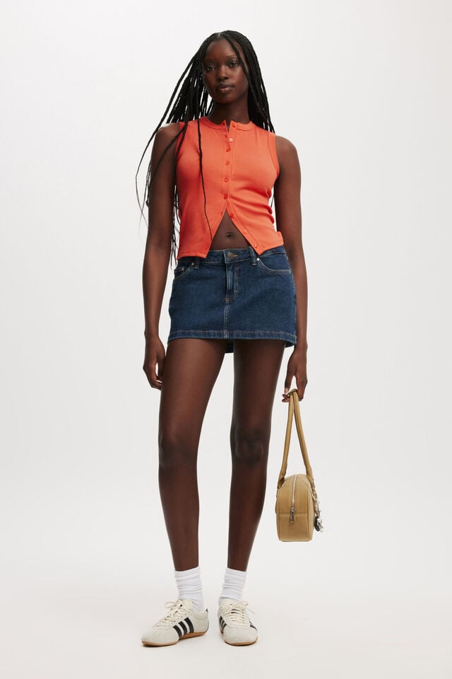 Cotton On Charlie Button Front Tank Coral Crush