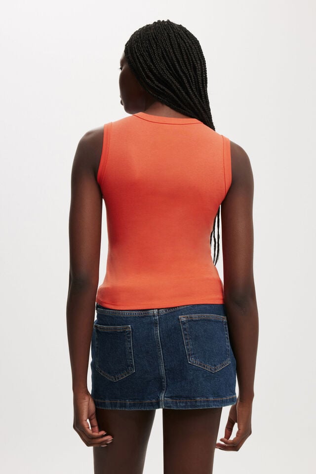 Cotton On Charlie Button Front Tank Coral Crush