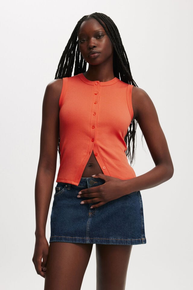 cotton on Charlie Button Front Tank coral crush