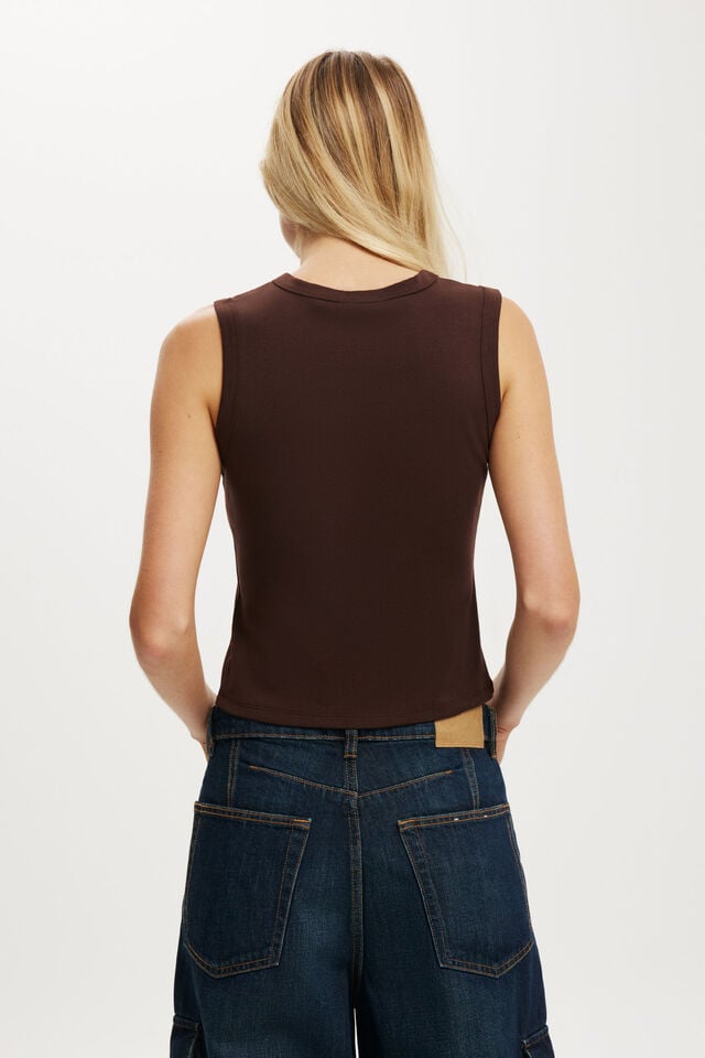 Cotton On Charlie Button Front Tank Dark Oak