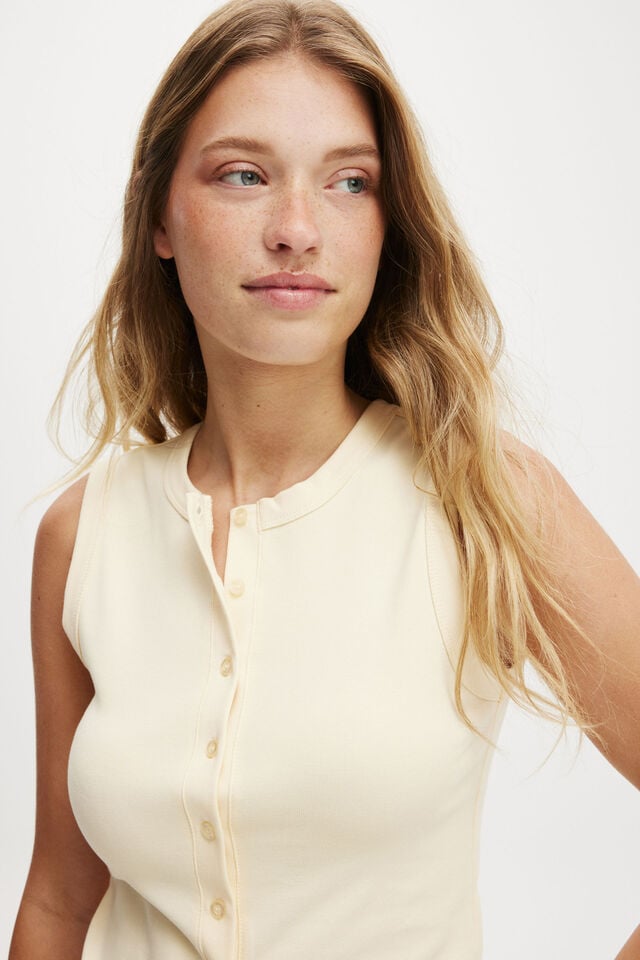 Cotton On Charlie Button Front Tank Lemon Icing