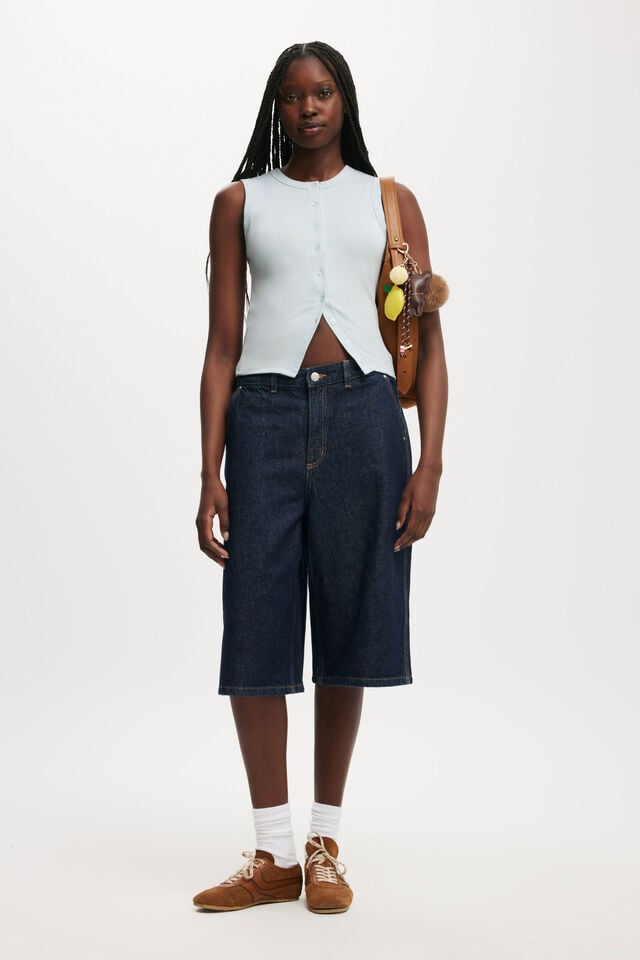 Cotton On Charlie Button Front Tank Powder Green