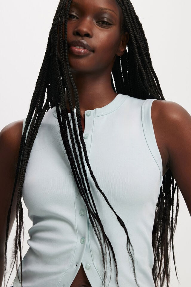 Cotton On Charlie Button Front Tank Powder Green